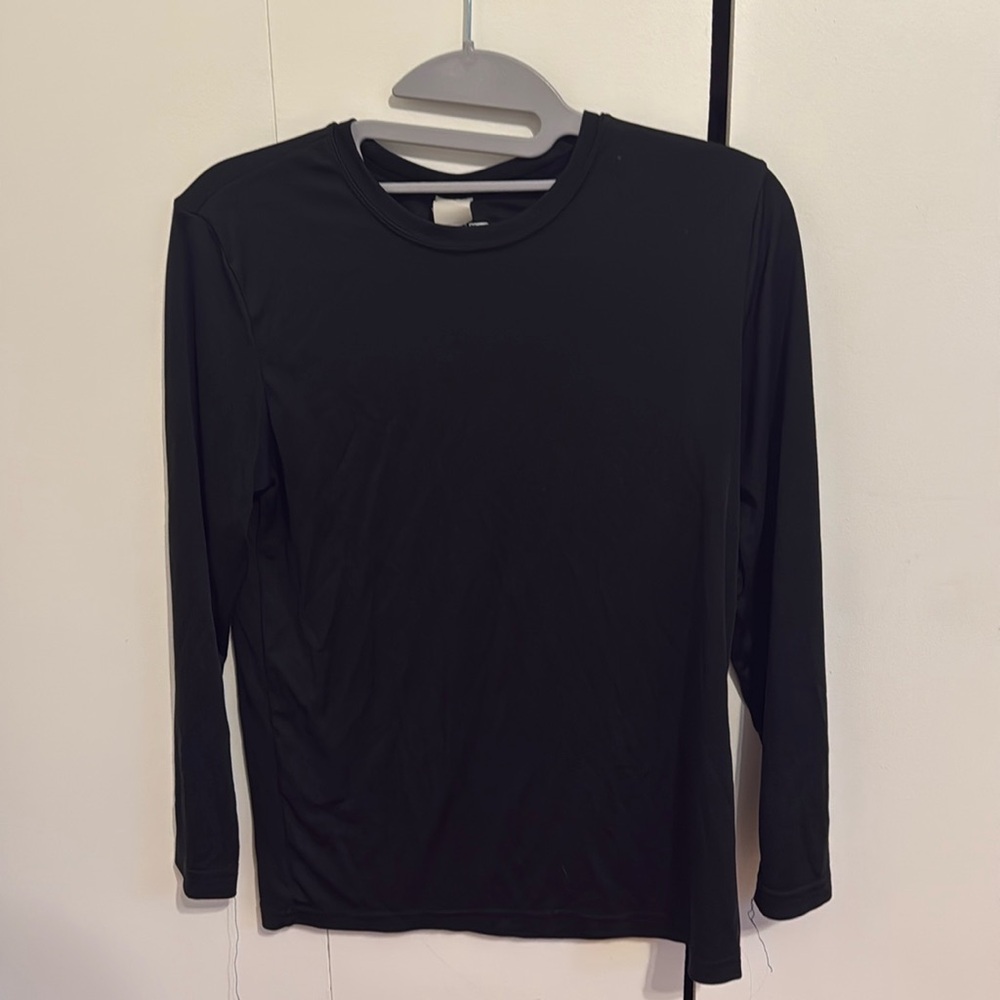 Black DRIEQUIP joesusa.com long sleeve shirt, athletic material, size small
